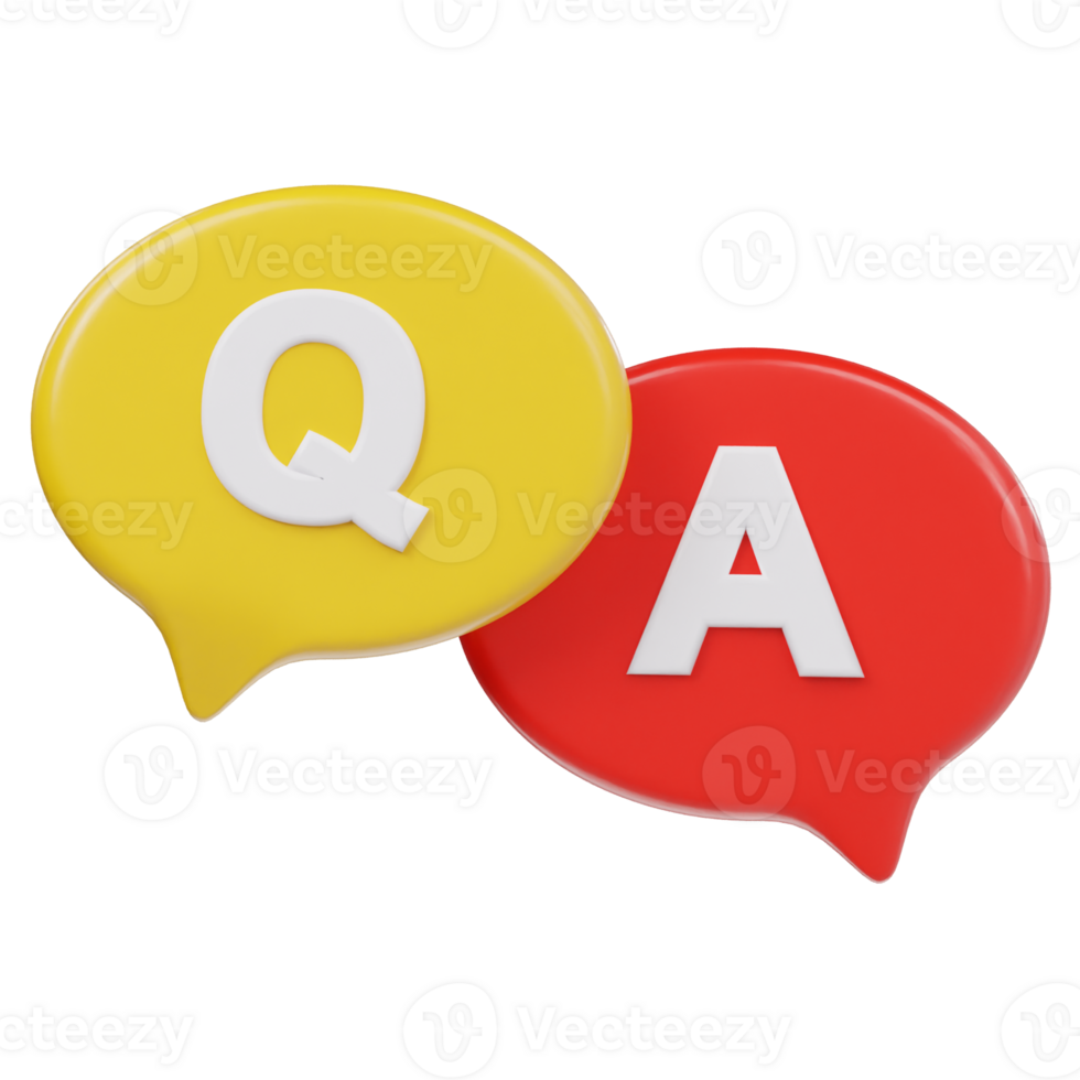 Qa icon 3d render illustration png