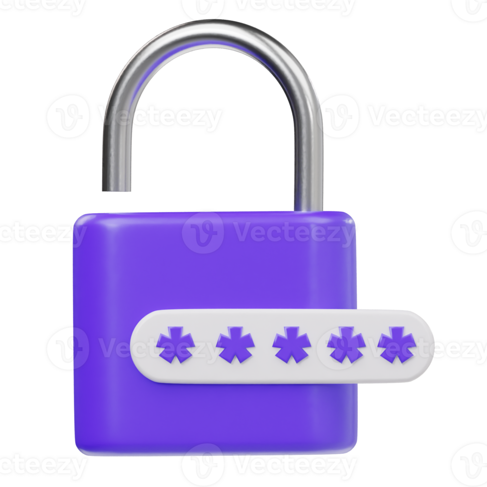 3d pinlock icon render illustration png