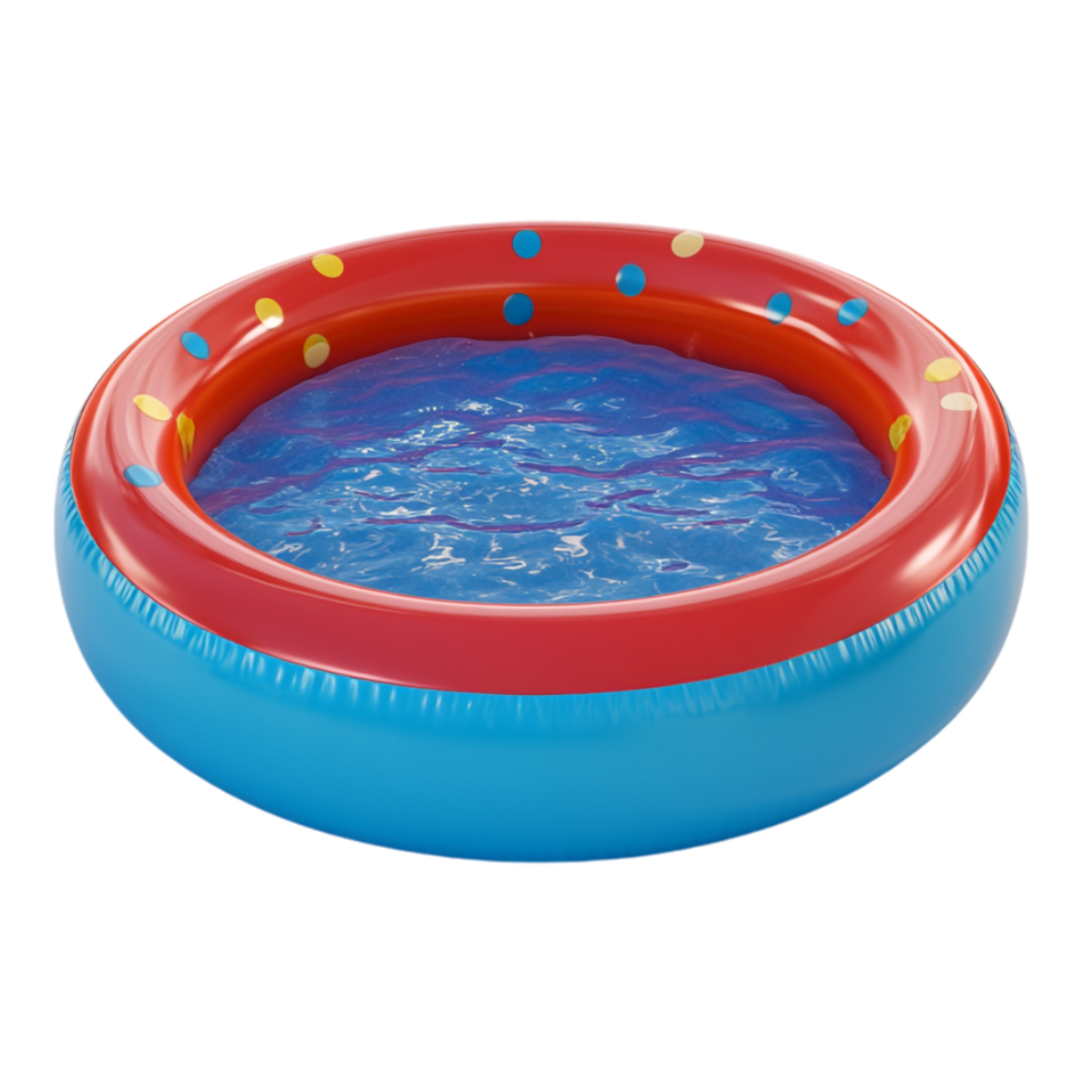 Rubber children's pool filled with water against transparent background for summer or outdoor recreational theme png