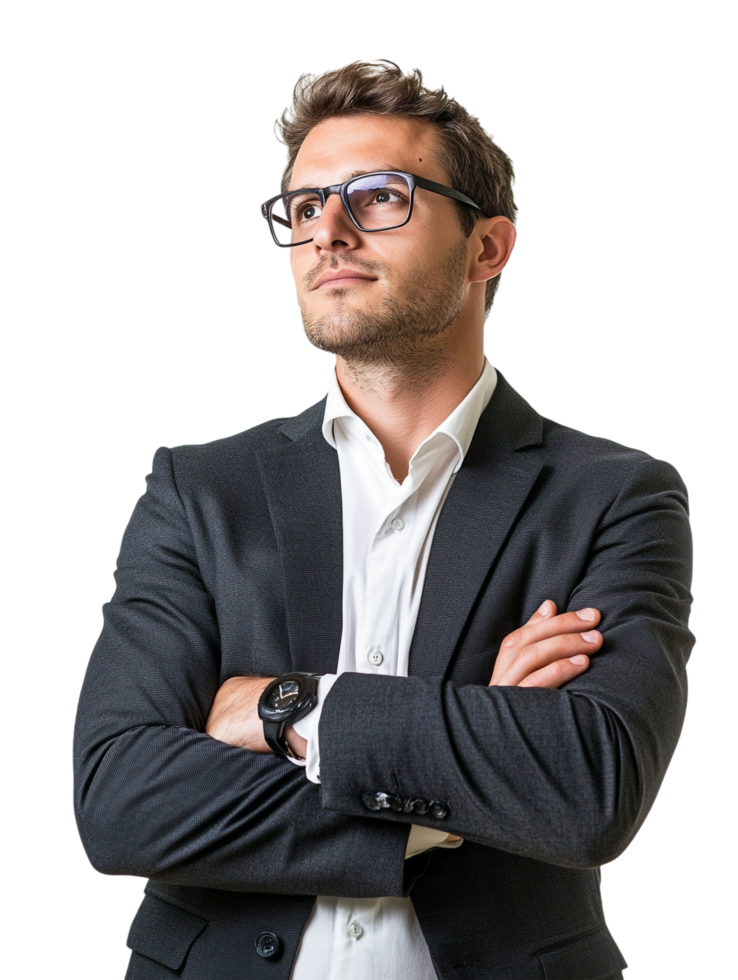 Thinking Businessman against transparent background for Strategic png