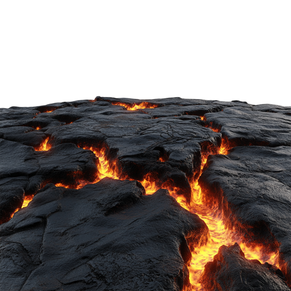 Underground magma ground against transparent background for geological content, science fiction settings, or educational material png