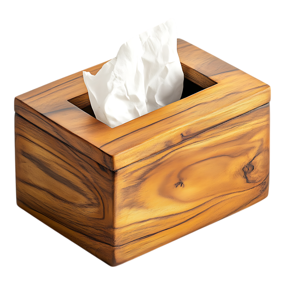 Wooden Tissue Box Isolated Against a Transparent Background for Home Decor, Office Use, or Gift Giving png