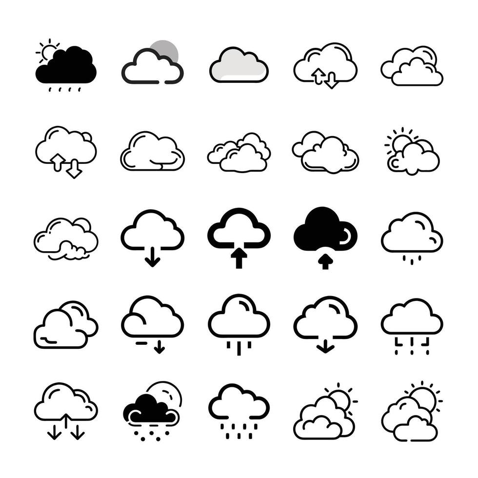 Drawing cloud icon set vector