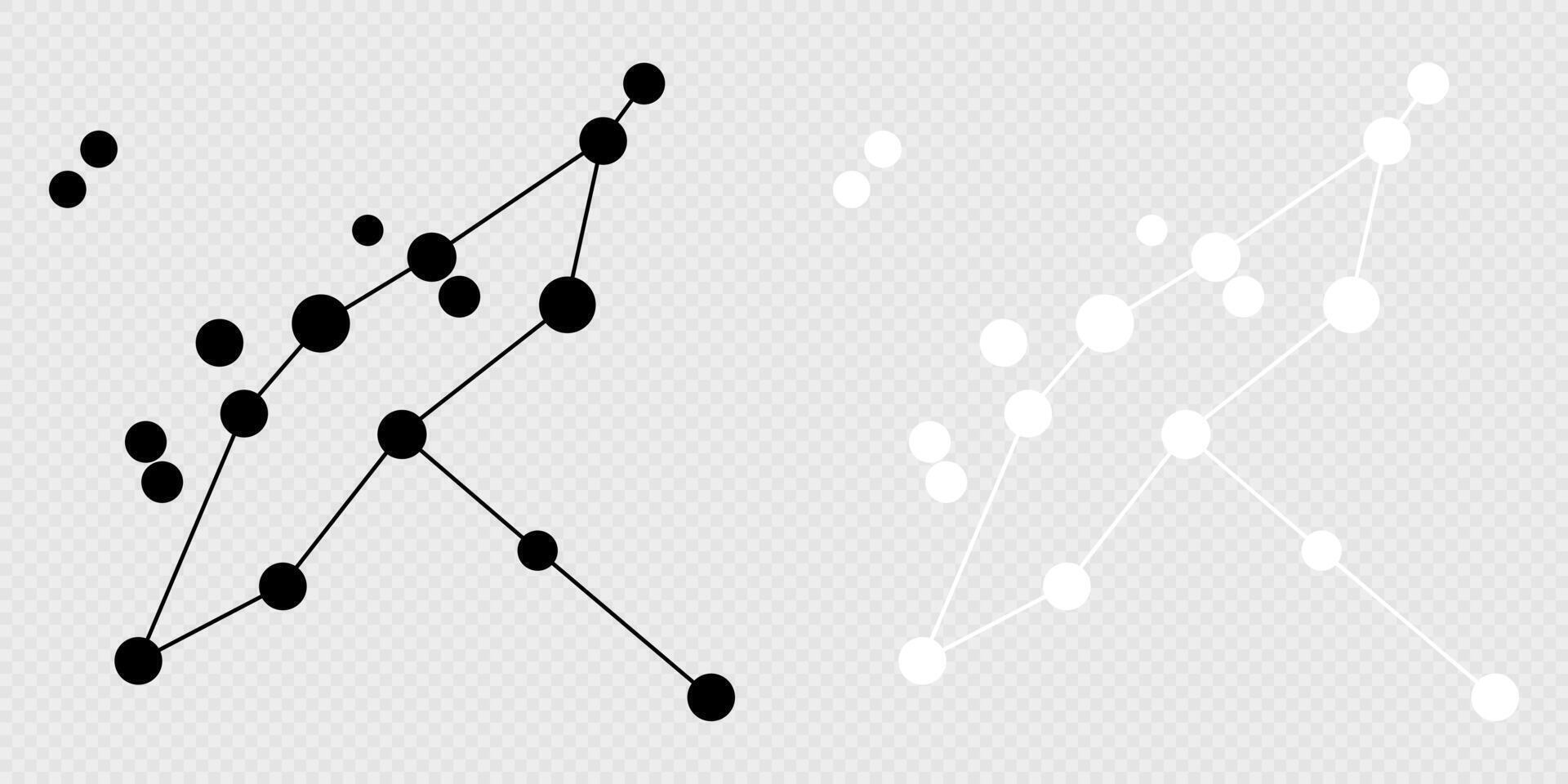 Cygnus constellation map set. illustration. vector