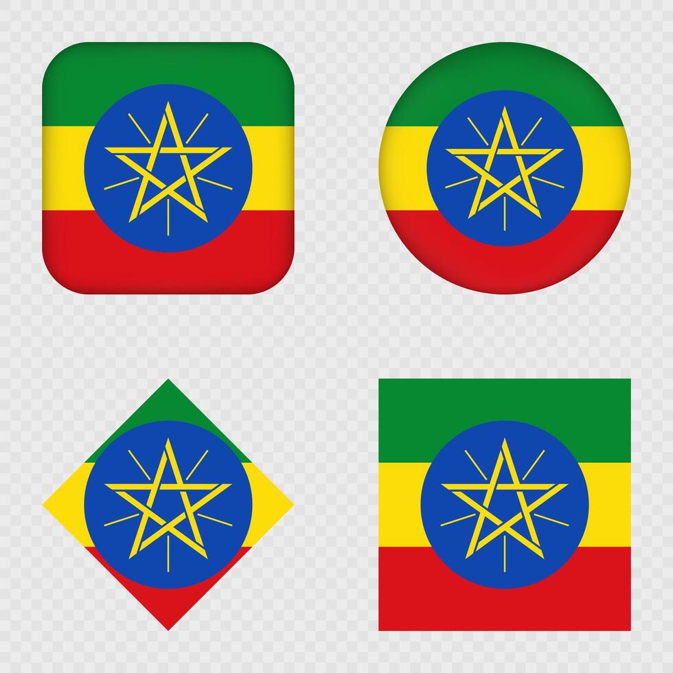 Ethiopia Flag Icons Pack. vector