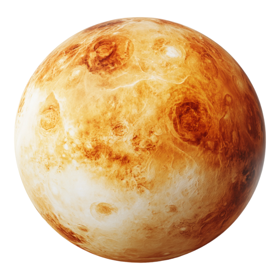 Venus planet is set over a transparent background png