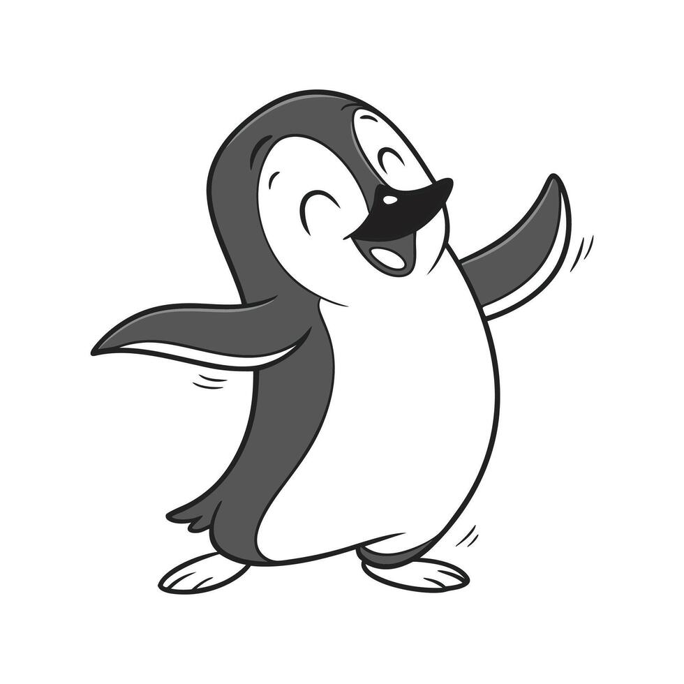 A penguin is dancing in a cartoon style vector