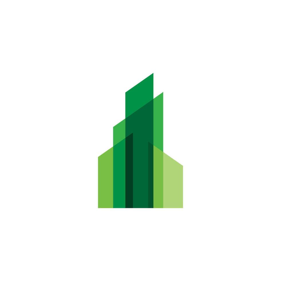 building made up of overlapping green vector