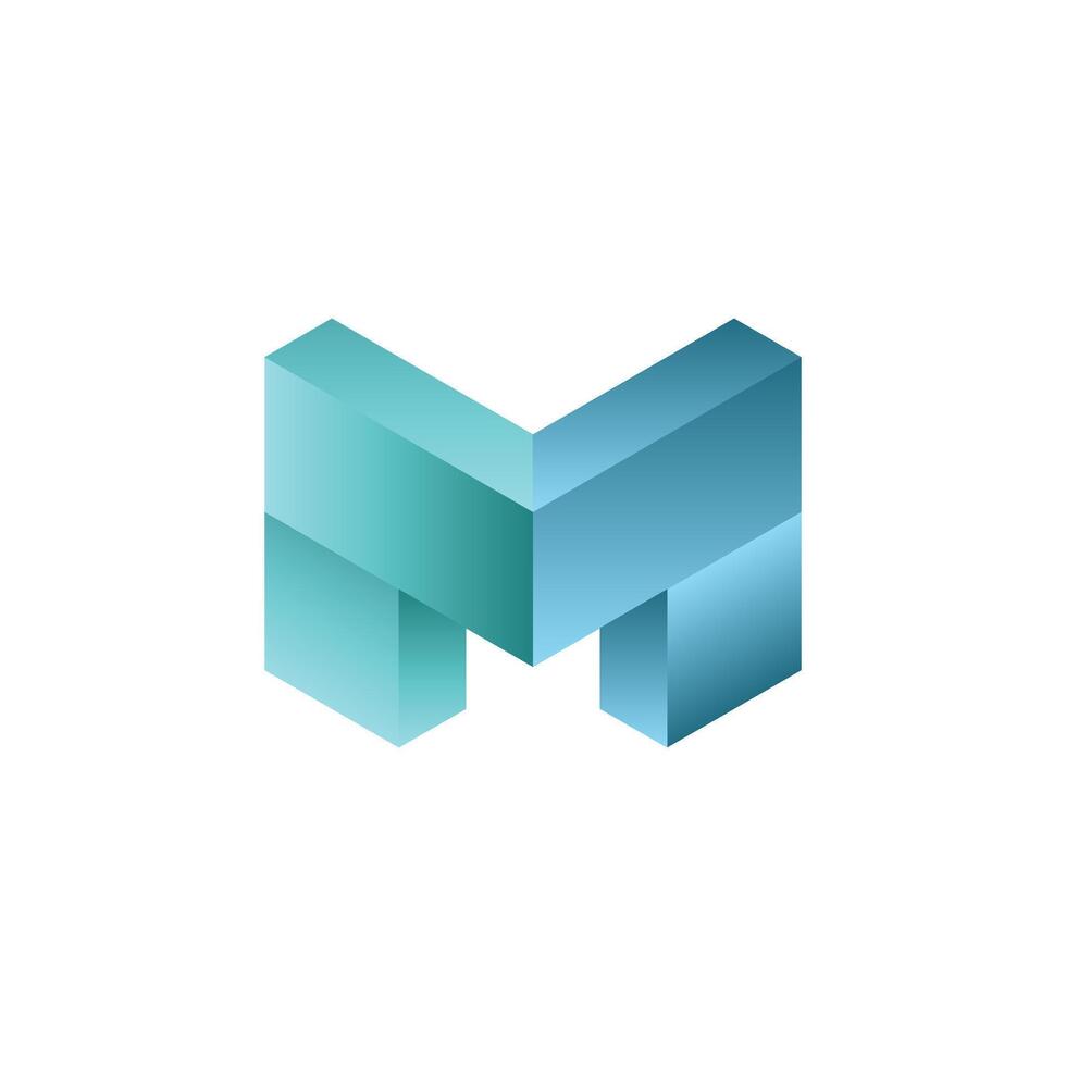 three dimensional letter M vector