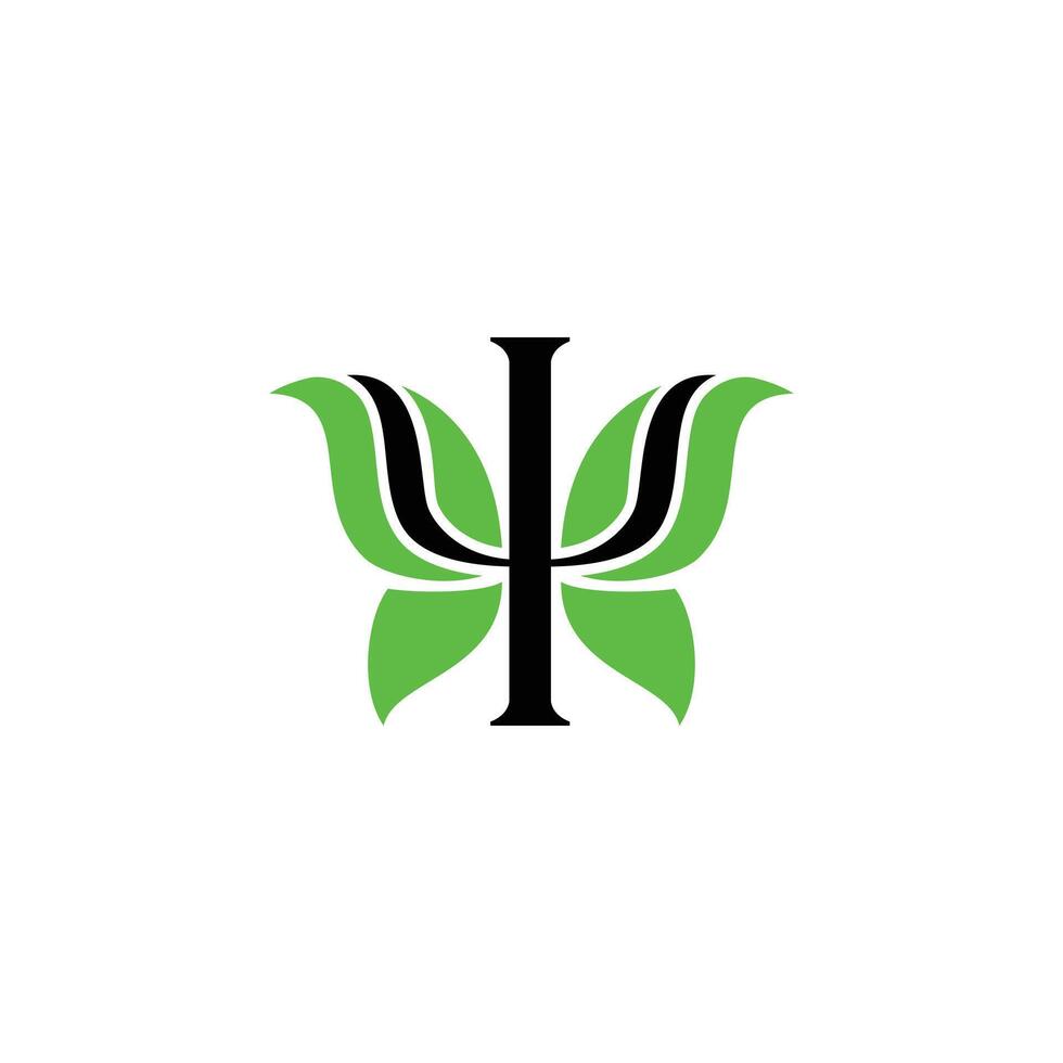 Psi with green leaves vector