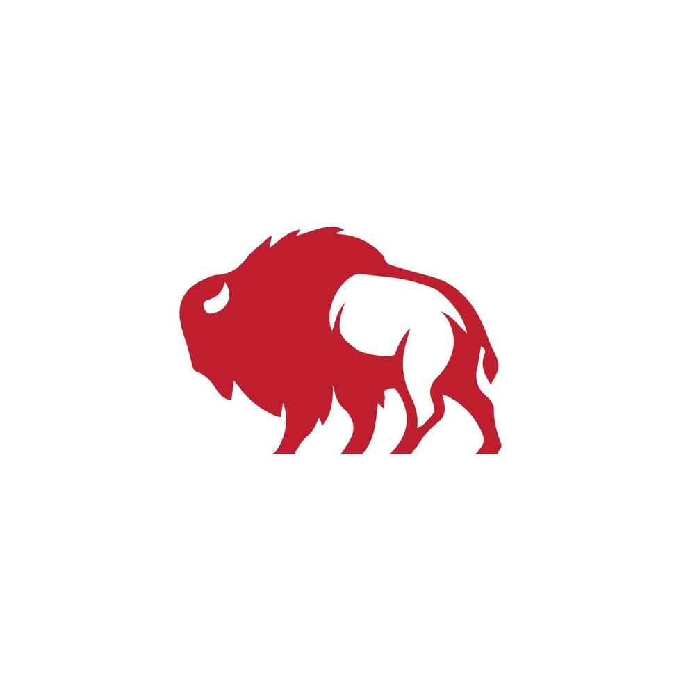 red silhouette of a bison vector
