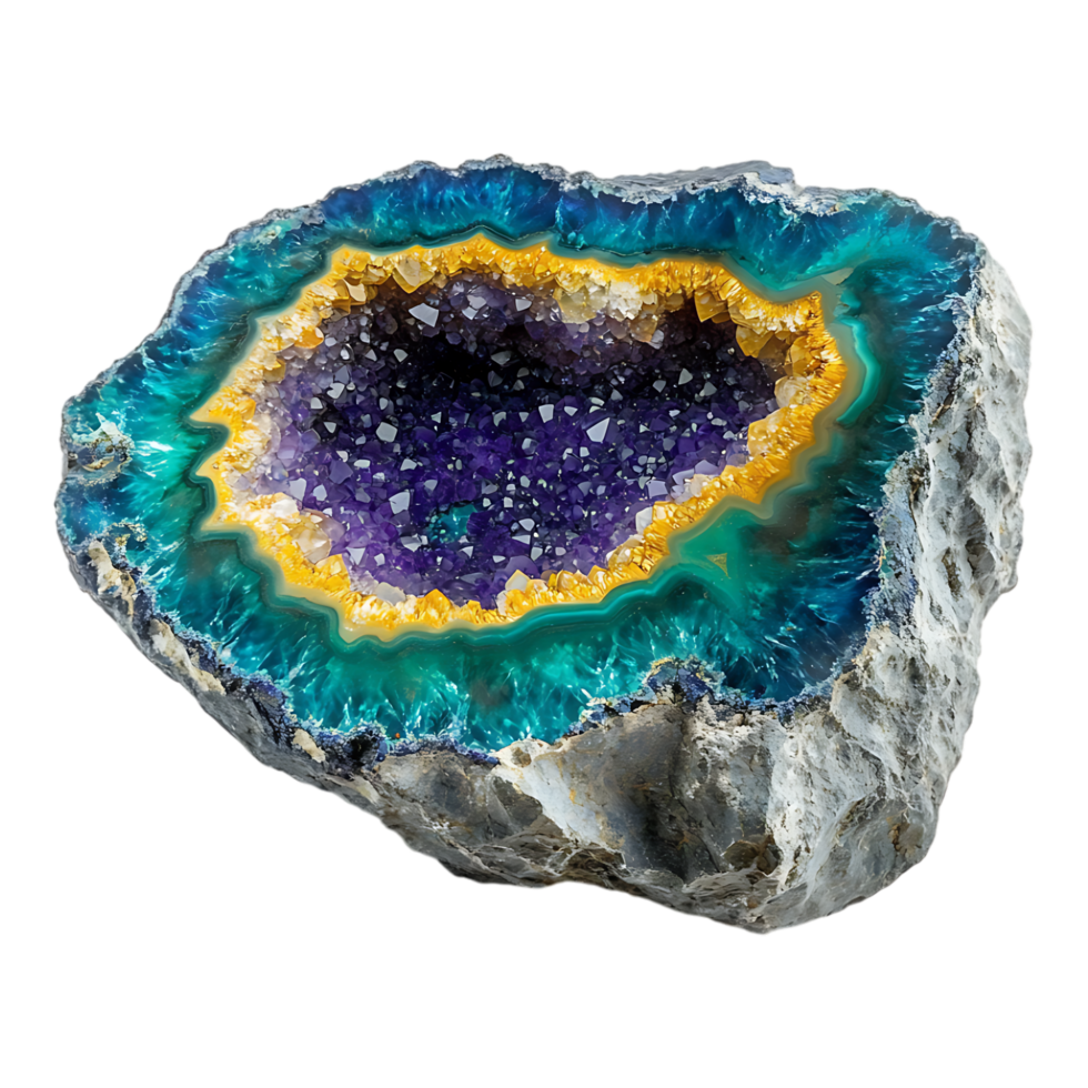 Amethyst Geode over Transparent Background for Gemstone, Crystal, or Natural Design Projects png
