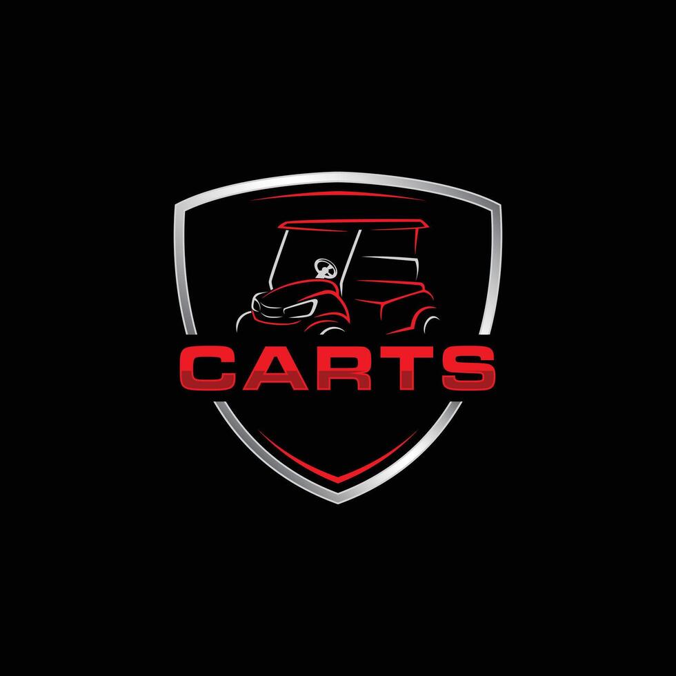 golf cart within a shield outline vector