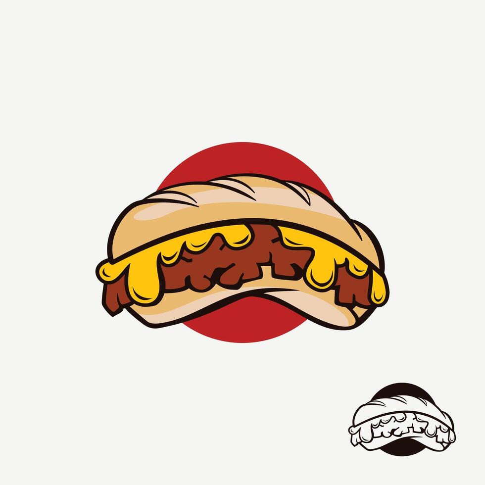 sandwich with melted cheese and meat vector