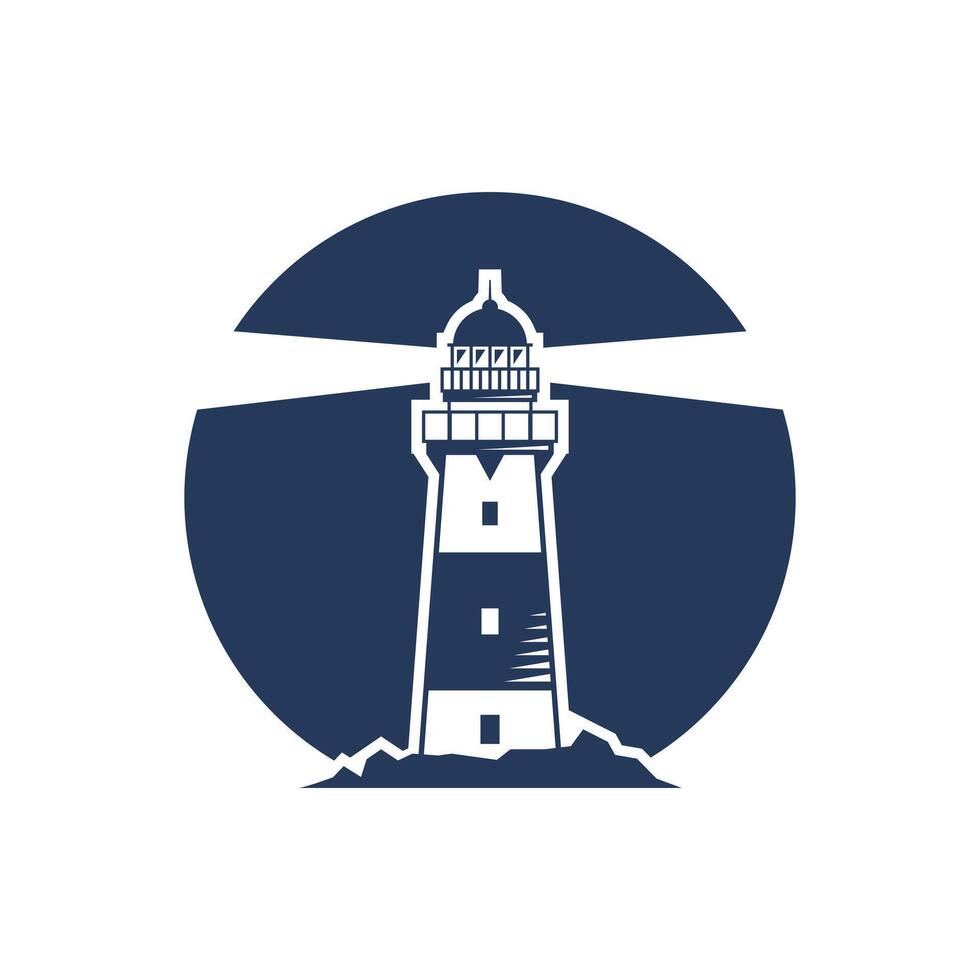 lighthouse with beams of light vector