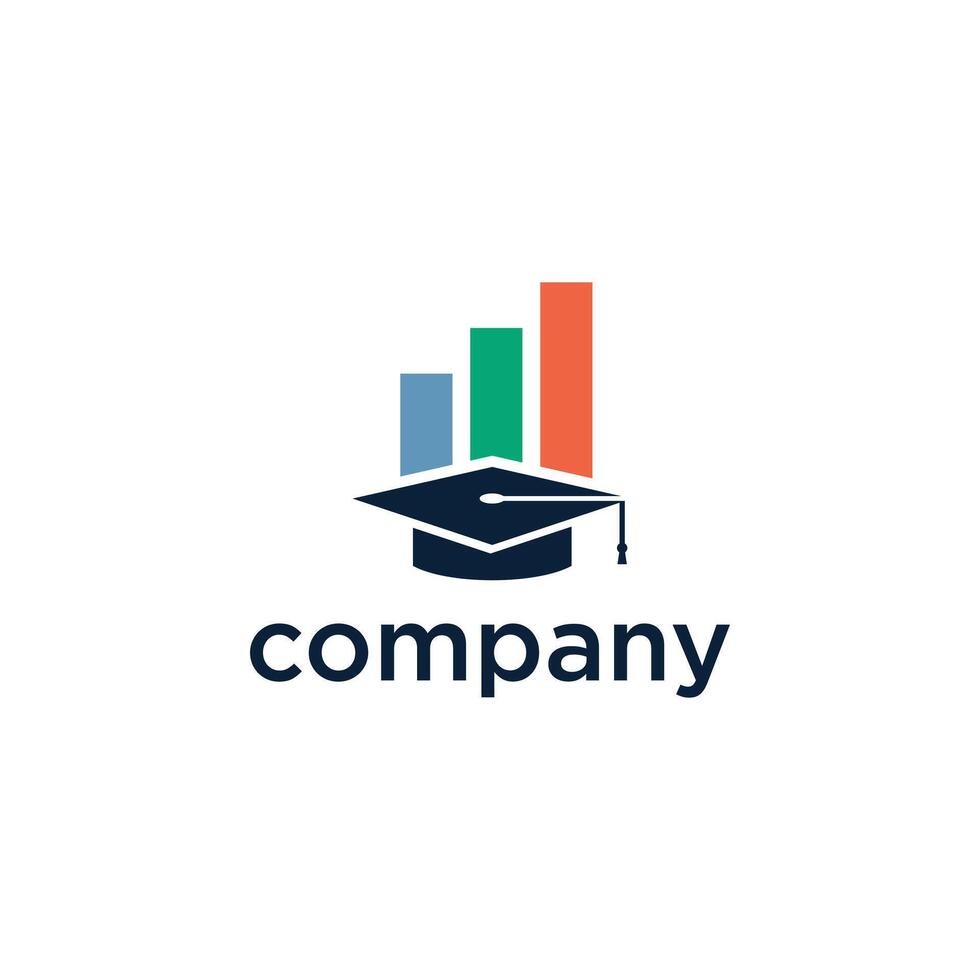 graduation cap and three vertical bars vector