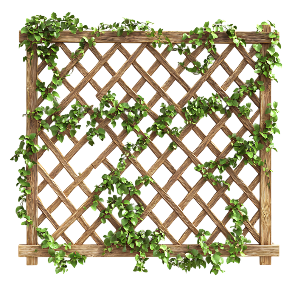 Trellis with Ivy over Transparent Background for Garden Design, Outdoor Decor, or Nature-Inspired Projects png