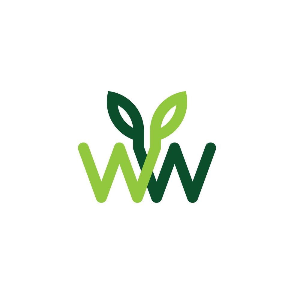 Letter W with leaf icon vector