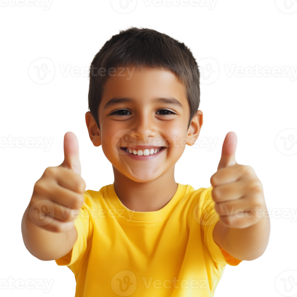 Joyful Child Expressing Happiness with Thumbs Up Gesture png