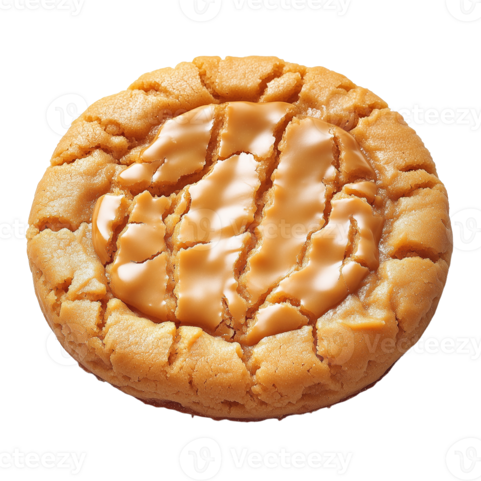 Decadent Chewy Peanut Butter Cookie with Caramel Drizzle png