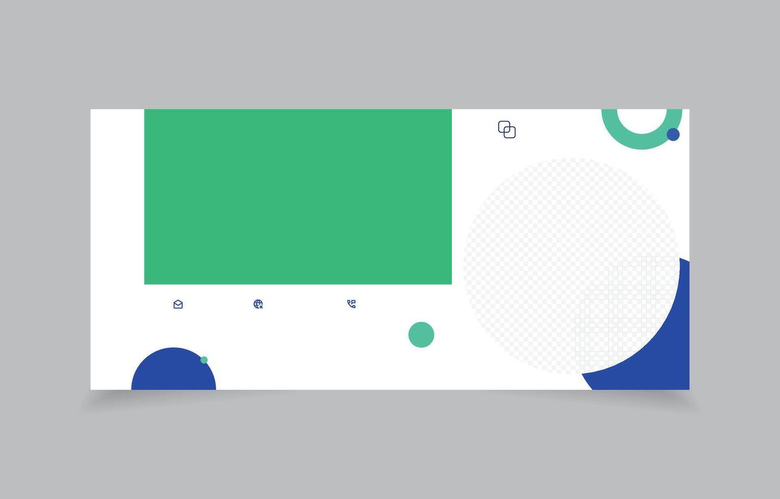 a green and blue card with a white oval on it minimalist design vector