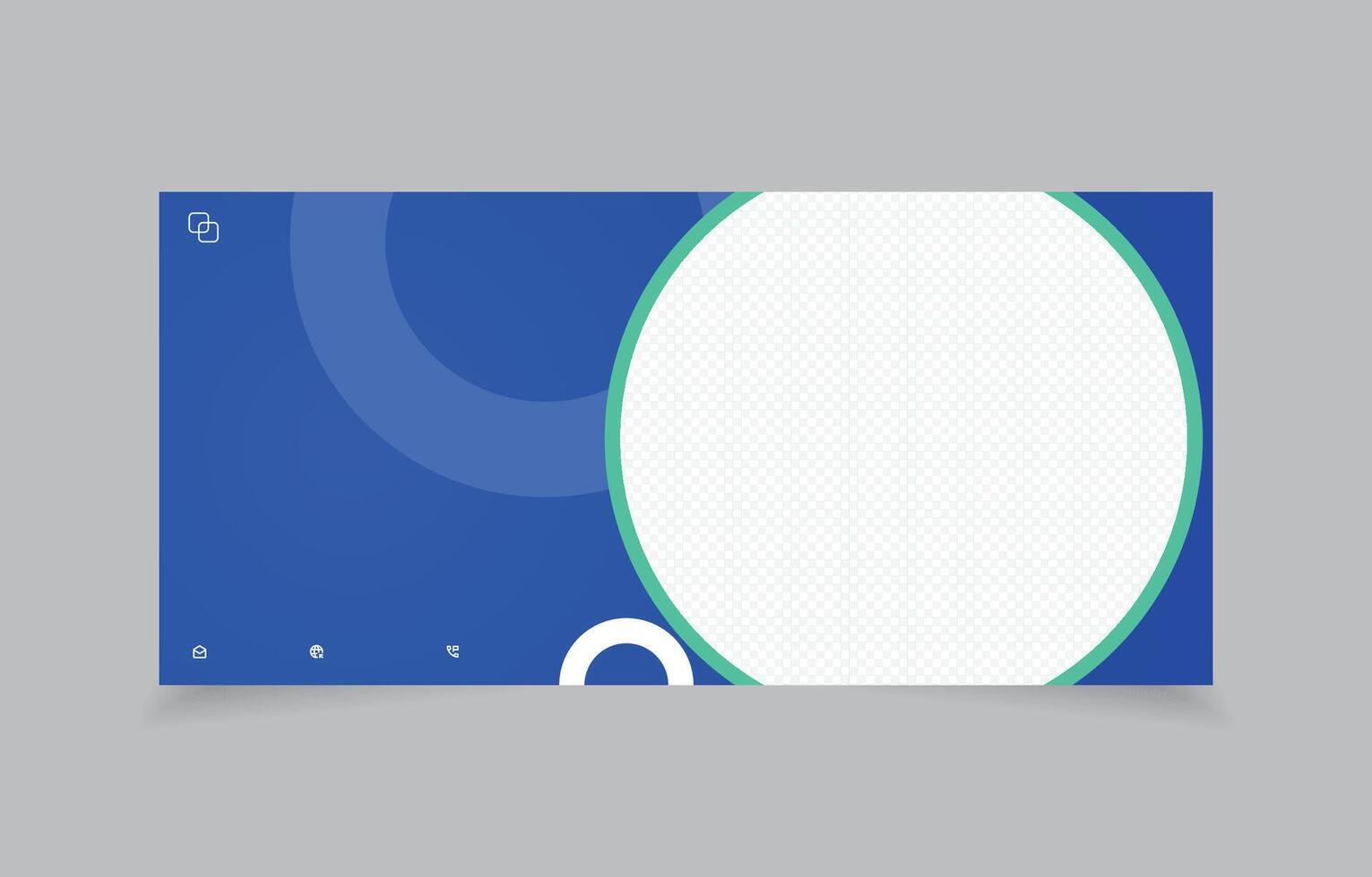 a blue and green flyer with a circular shape vector