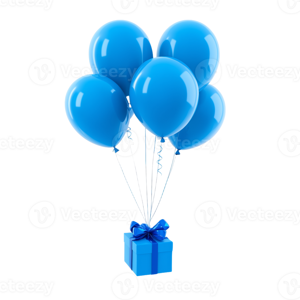 Blue Balloons and Gift Box for Festive Celebrations png