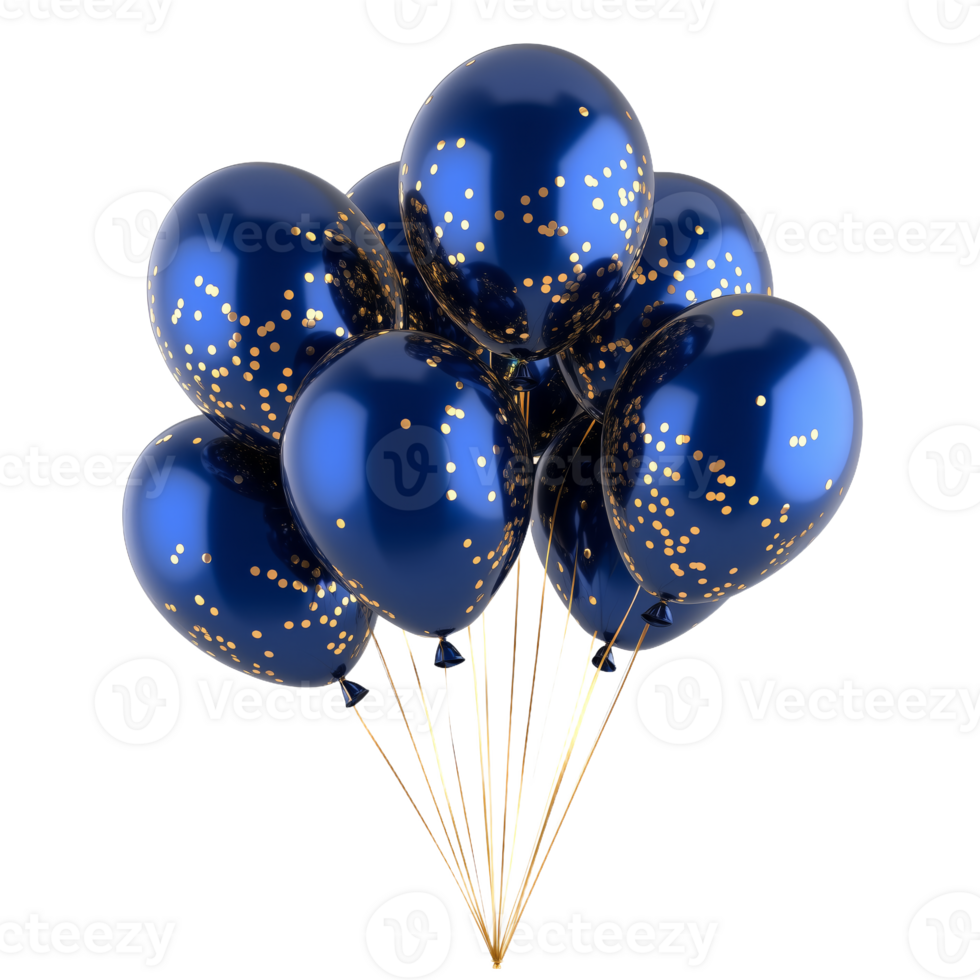 Shiny Bunch of Blue and Gold Balloons for Celebrations png