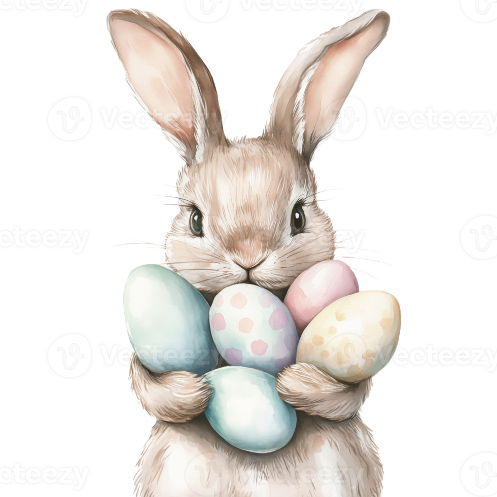Adorable Rabbit with Colorful Easter Eggs for Spring Celebration png