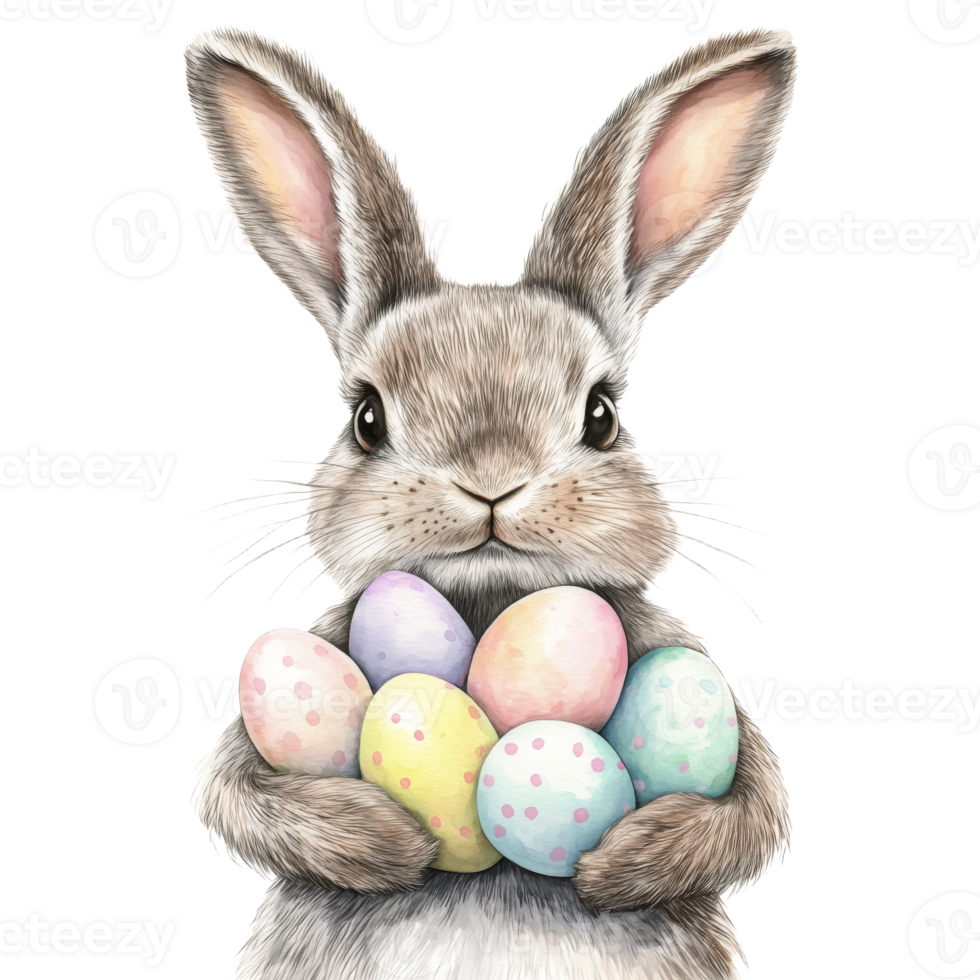 Charming Rabbit with Colorful Easter Eggs for Spring Celebration png