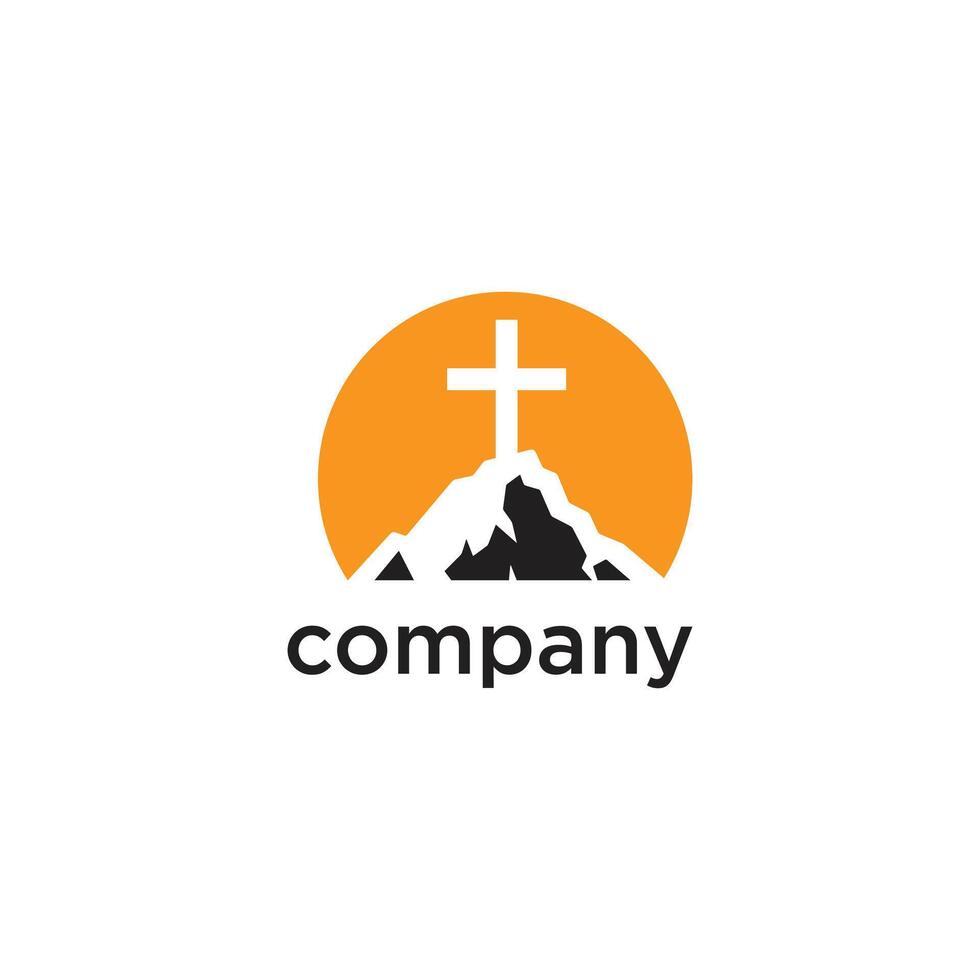 cross of Jesus on the mountain. vector