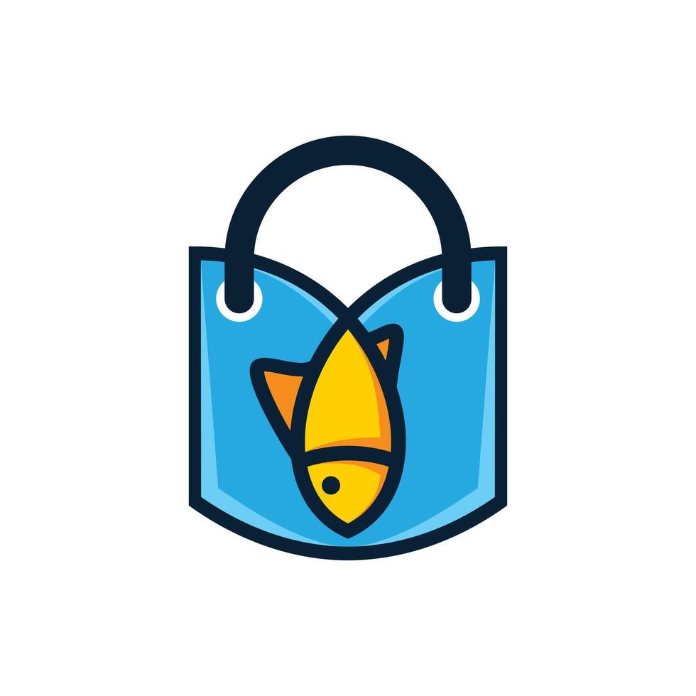 shopping bag with a yellow fish vector