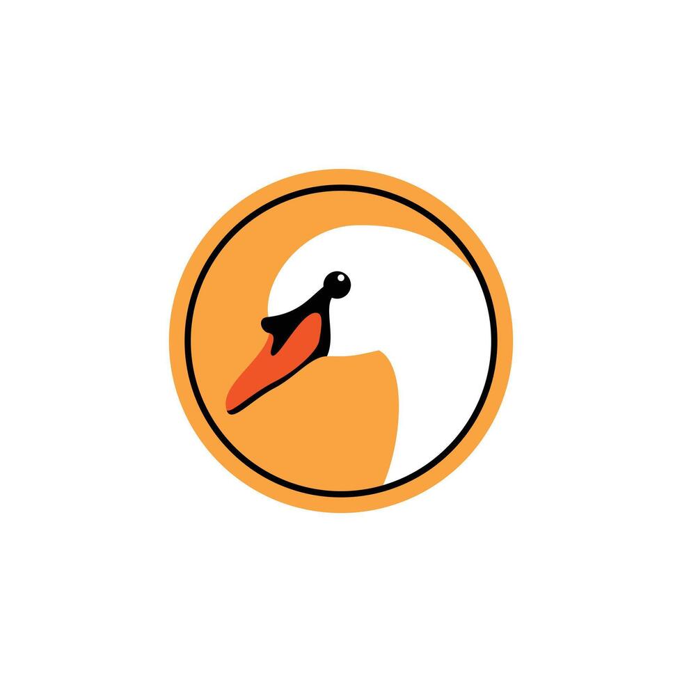 swan's head inside an orange circle vector
