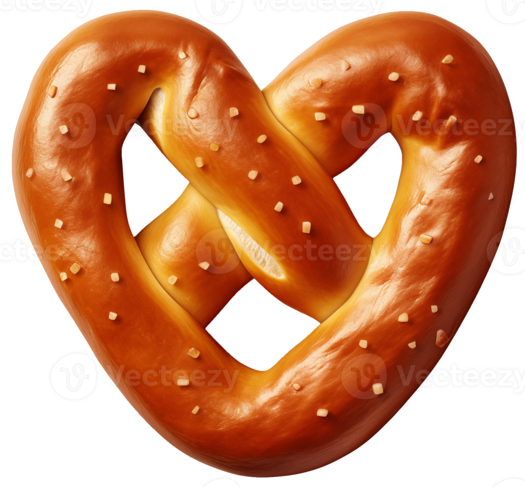 Fluffy pretzel twisted into a heart on a see-through background png