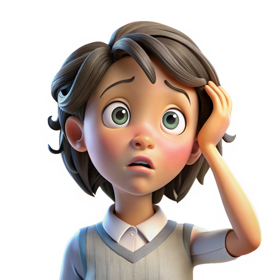 Shocked Girl with Expression in Transparent Background Art png