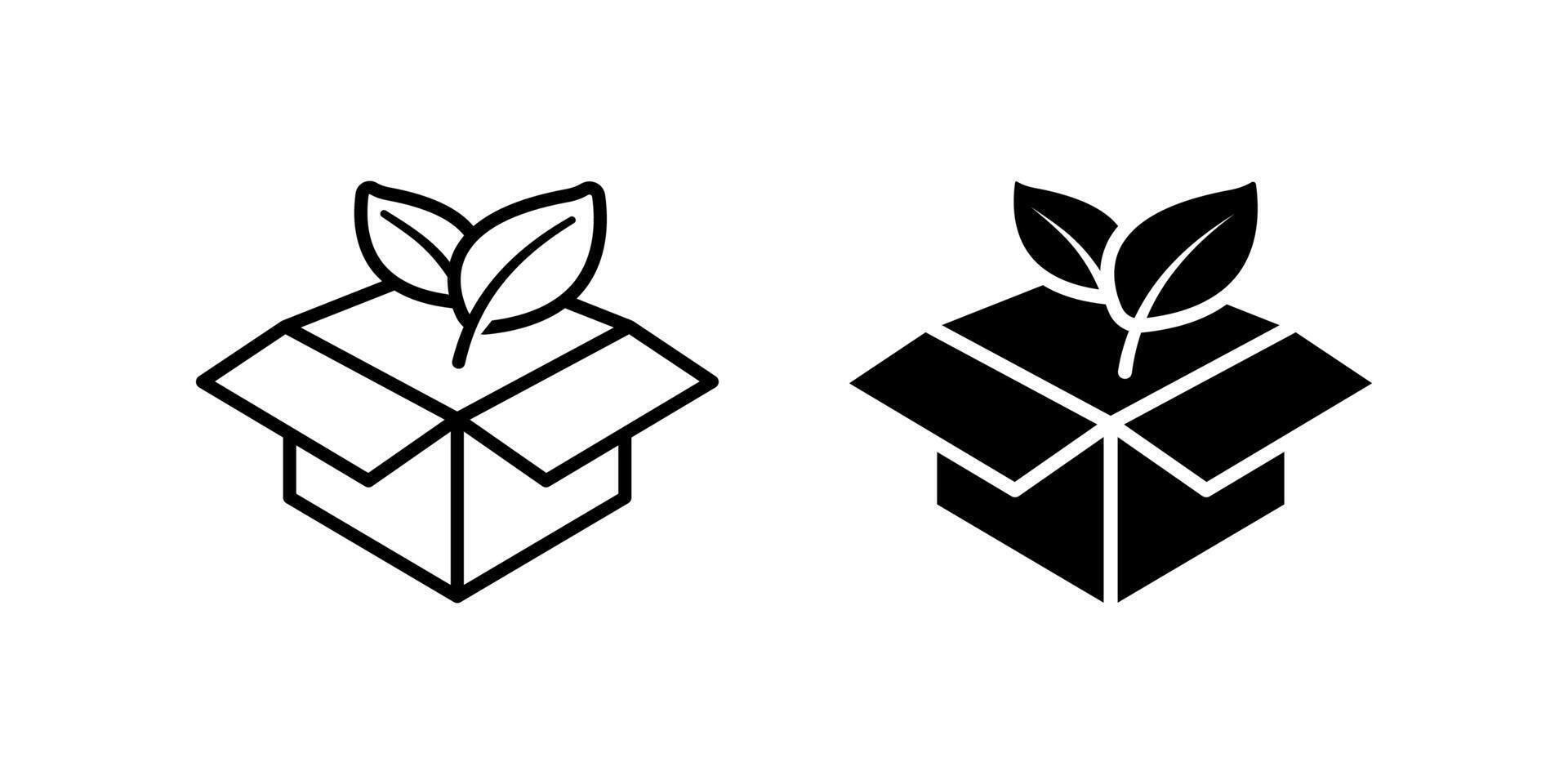 Eco packaging icon set. Box with leaf Symbol. Ecology sign. for mobile concept and web design. illustration on white background vector