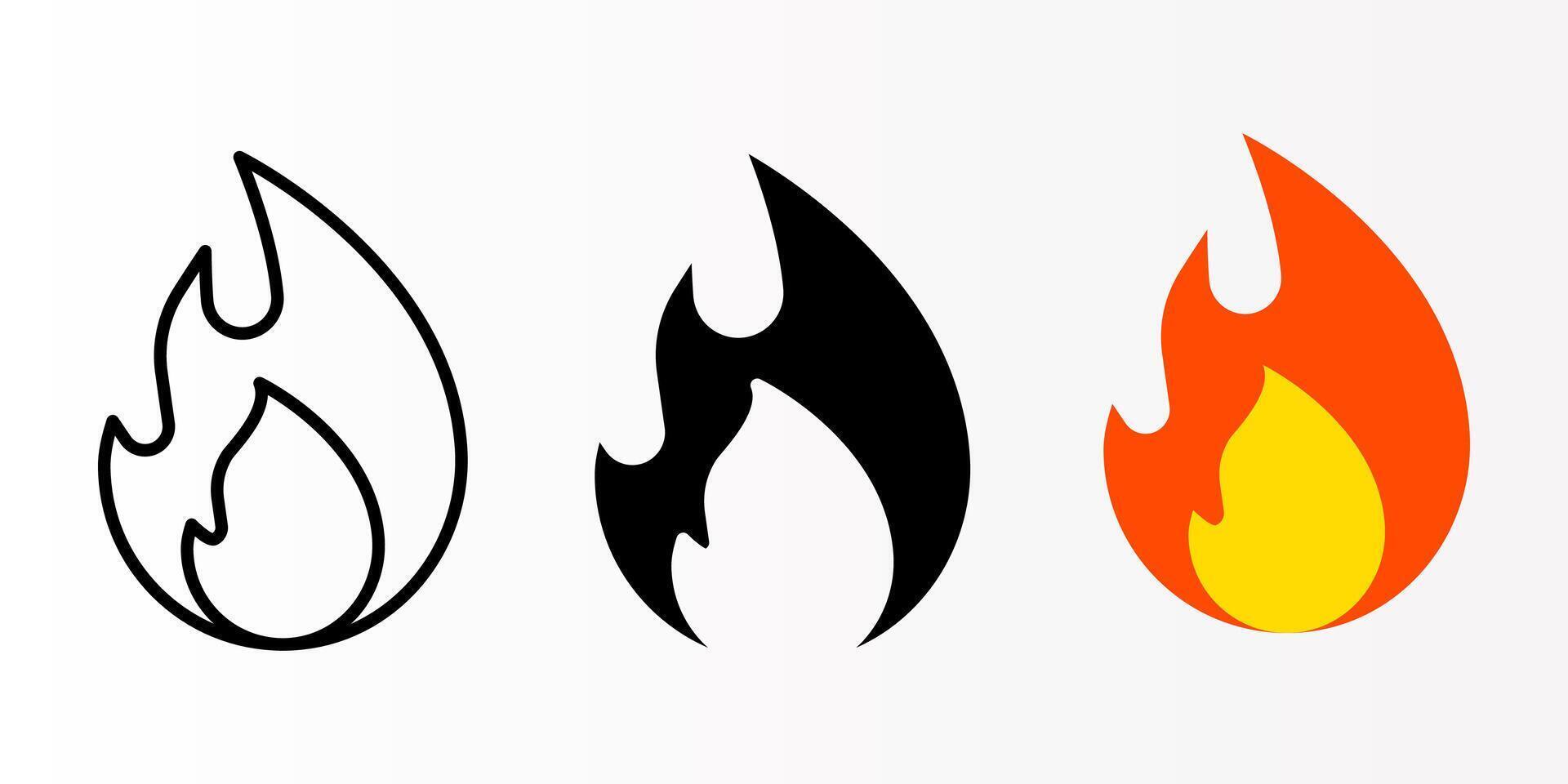 Fire icon set. fire flame sign. for mobile concept and web design. illustration on white background vector