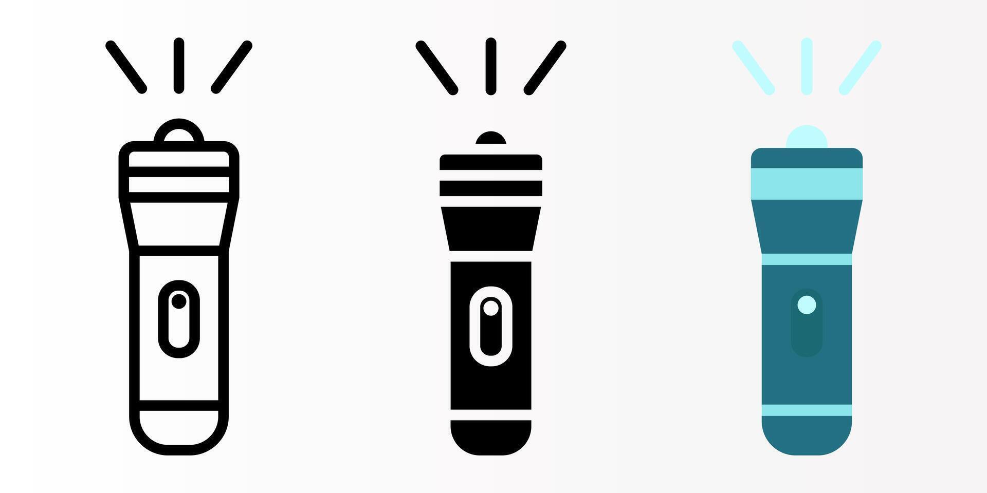 Flashlight icon set. Torch sign. for mobile concept and web design. illustration on white background vector