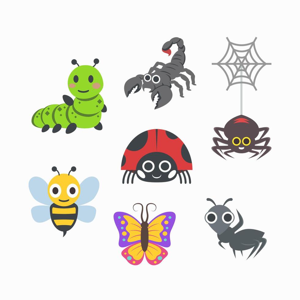 Cartoon insects collection vector