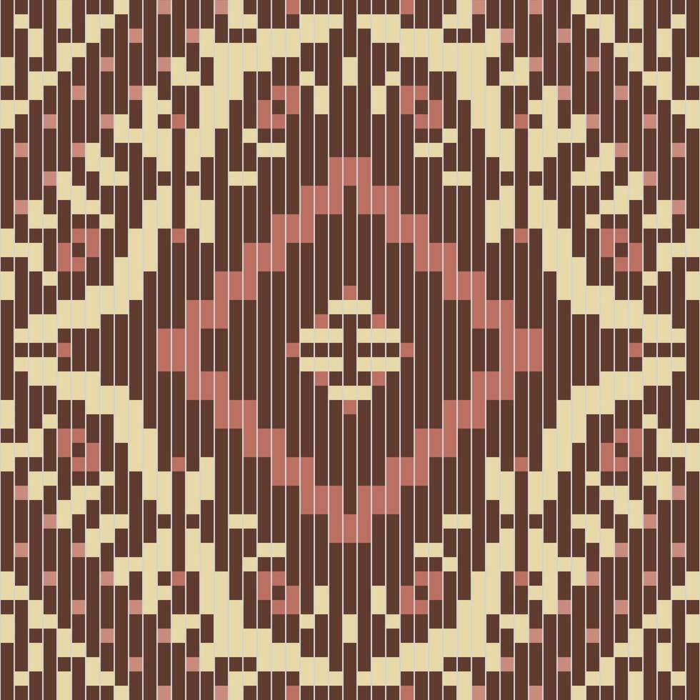 Pixel Arabic Carpet Patternfolk Embroidery, Aztec Geometric Ornament Print. Design for Carpet, Wallpaper, Clothing, Wrapping, Fabric vector