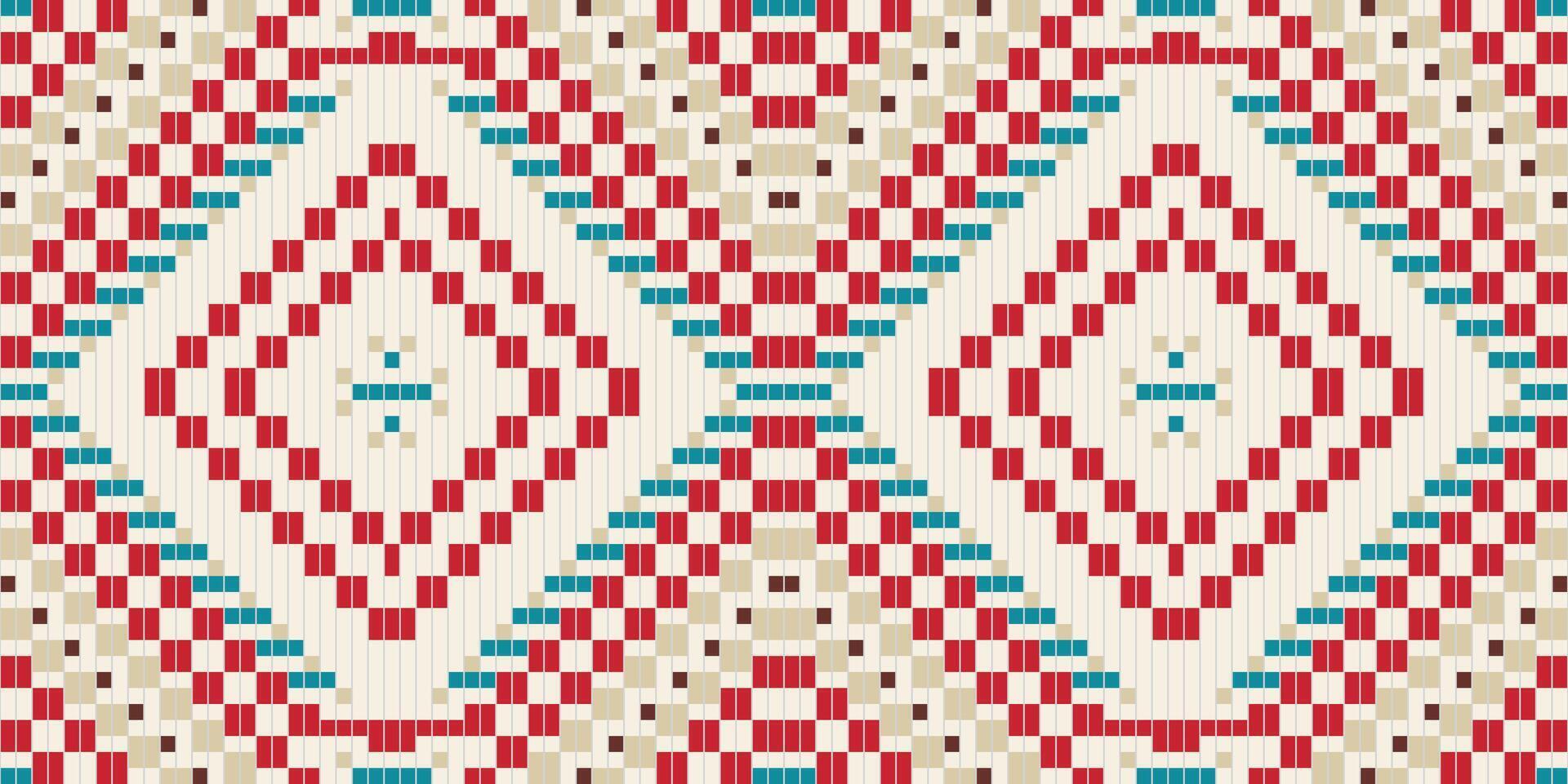 Textile Background Ikat Design Pattern Drawingfolk Embroidery, Aztec Geometric Ornament Print. Design for Carpet, Wallpaper, Clothing, Wrapping, Fabric vector
