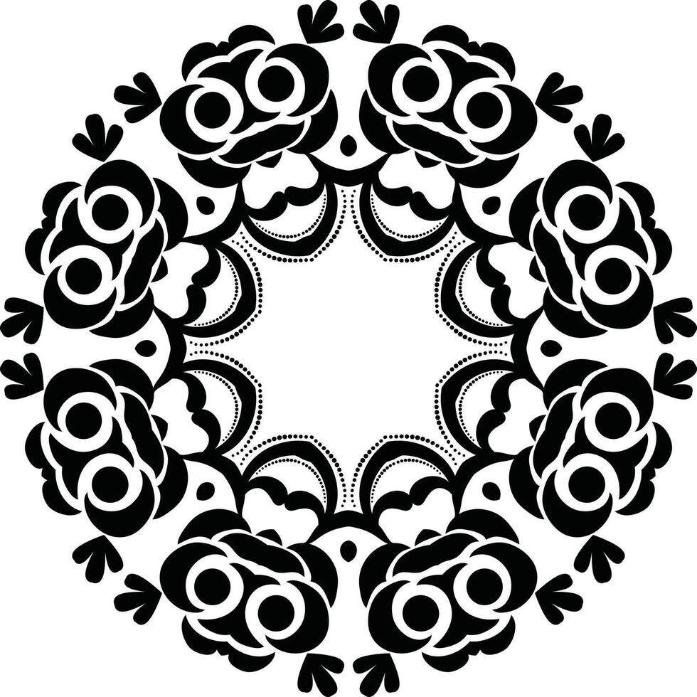 Flower Shape Flower Ornament Art Circular Pattern in Form of Mandala With Flower for Henna, Mehndi, Tattoo, Decoration Decorative Ornament in Ethnic Oriental Style. vector