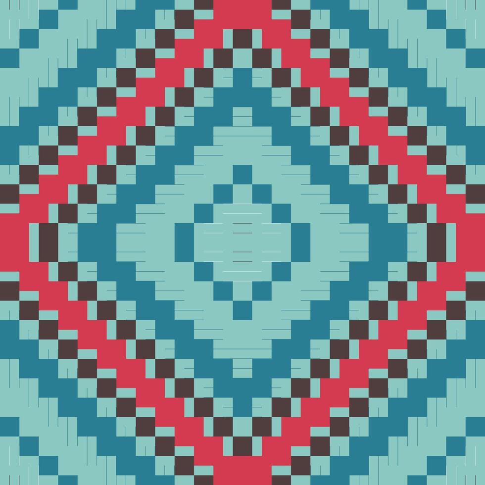 Ethnic Style Ikat Seamless Patternfolk Embroidery, Aztec Geometric Ornament Print. Design for Carpet, Wallpaper, Clothing, Wrapping, Fabric vector