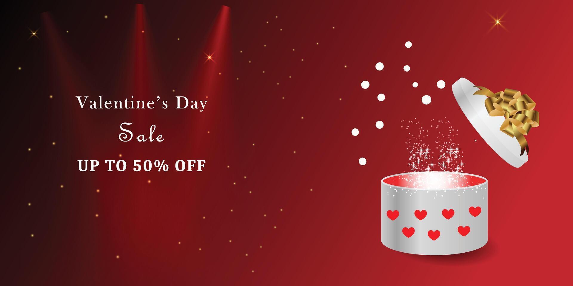Valentines day sale and discount banner with Gift box vector