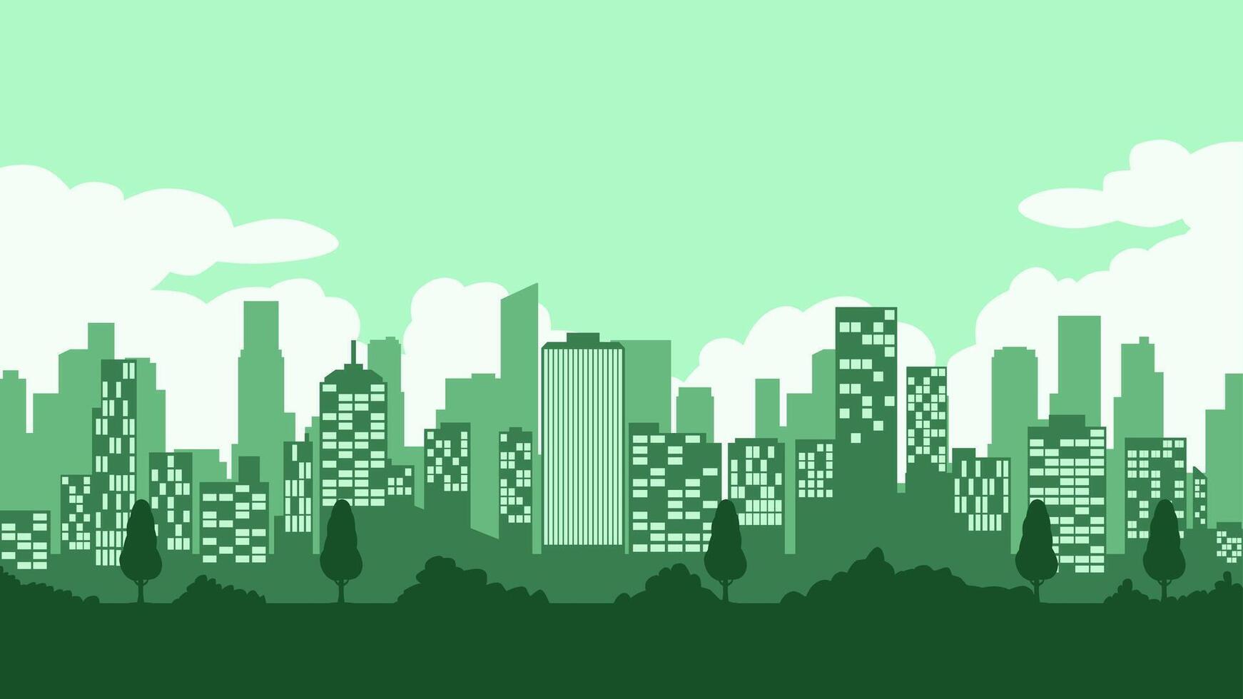 Cityscape of skyline building in the downtown. Scenery of the city landscape with apartment and skyscrapers architecture. Illustration of a scenic cloudscape over the city with office buildings vector