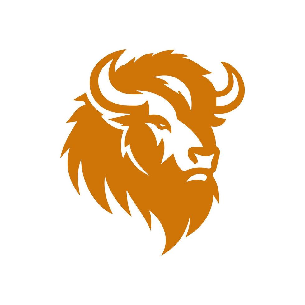 Bison logo silhouette design vector