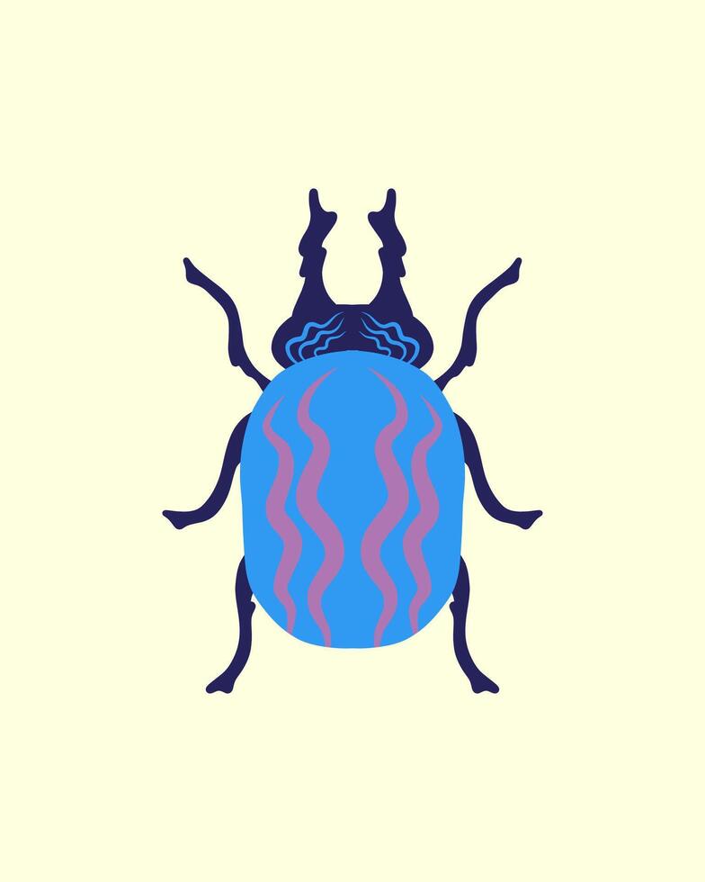 Colorfull bug insect vintage style clip art illustration sticker print art element editable vector