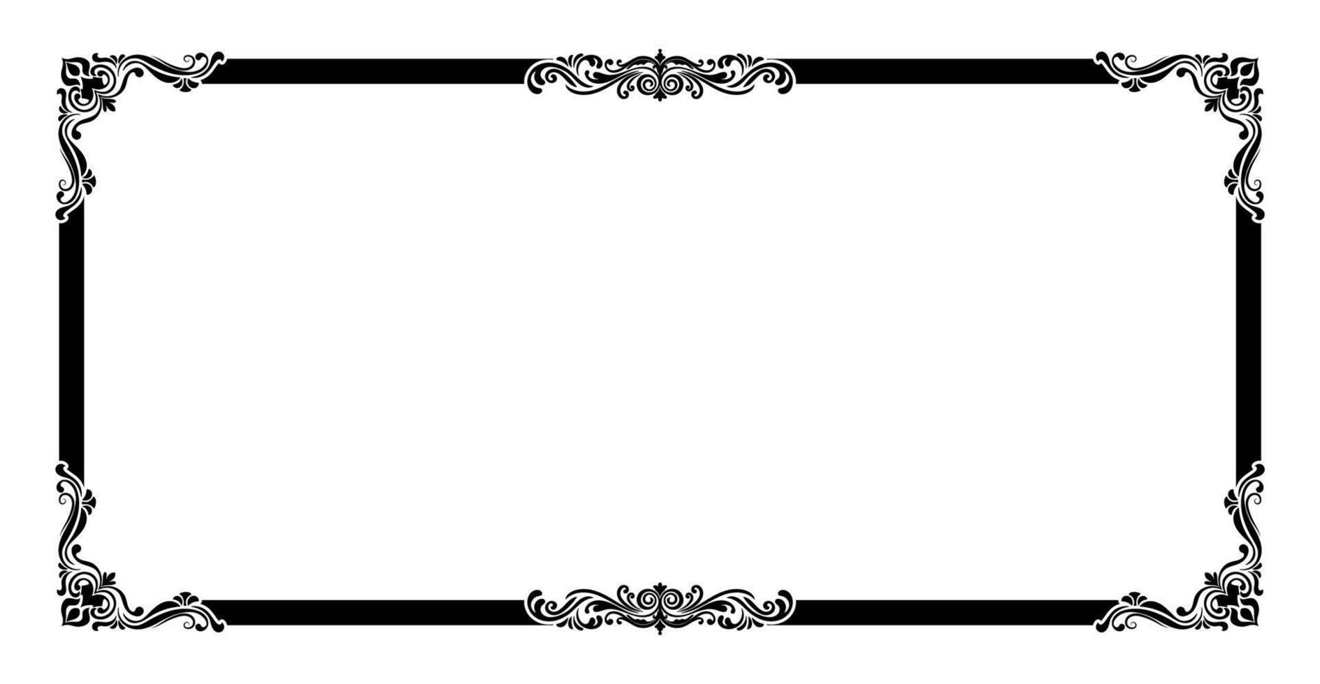 Intricate floral pattern frame horizontal for classic vintage text box. vector