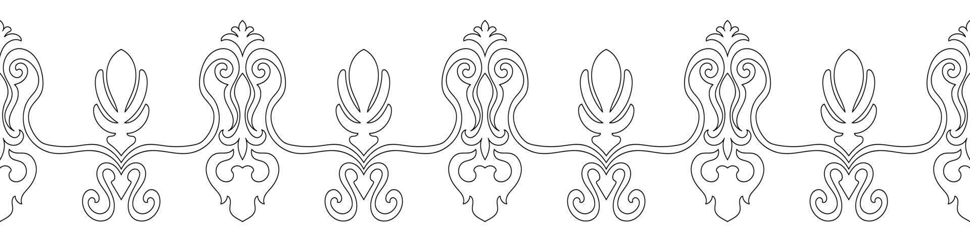 Repeating strokes of tribal ornament border in deep brown. vector