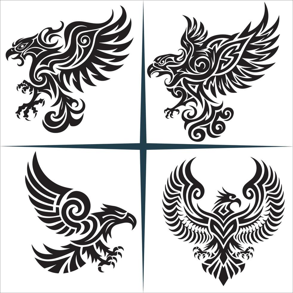 Tribal Eagle Silhouette Set vector